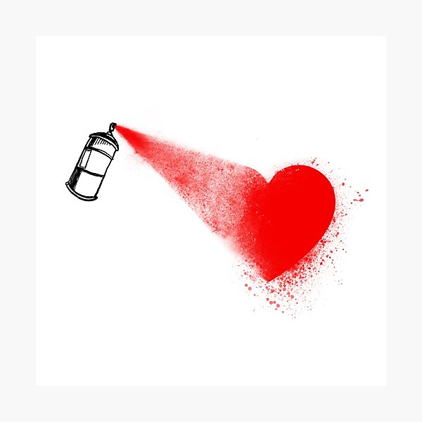 " Painted heart Spray paint" Photographic Print for Sale by Create