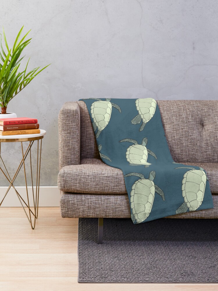 Thumbnail 2 of 6, Throw Blanket, Handdrawn turtle designed and sold by EngineerGoC.