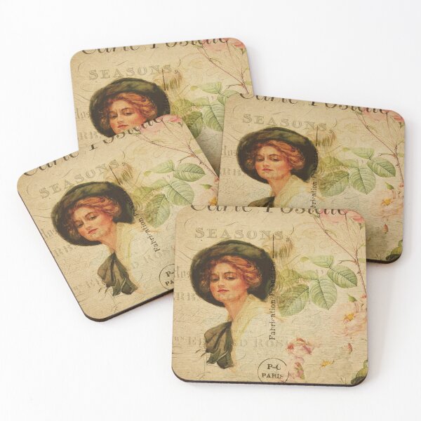 Item preview, Parisian Hat Lady Vintage Postcard Carte Postale Floral Shabby Chic Seasons designed and sold by WizardsWorld.