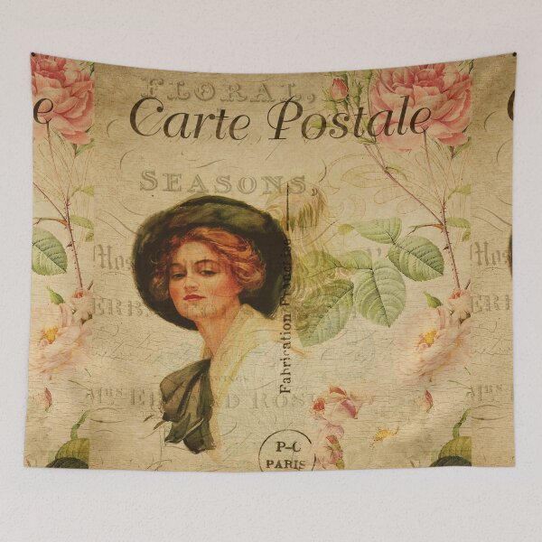 Item preview, Parisian Hat Lady Vintage Postcard Carte Postale Floral Shabby Chic Seasons designed and sold by WizardsWorld.