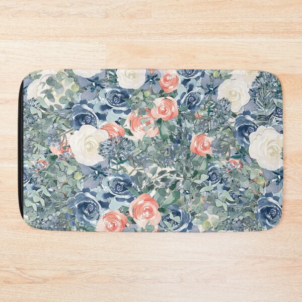 Item preview, Pink, White & Blue Roses & Leaves Watercolor Pattern I designed and sold by © Maya Lavda || wocado.