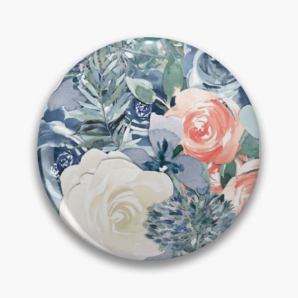 Item preview, Pink, White & Blue Roses & Leaves Watercolor Pattern I designed and sold by © Maya Lavda || wocado.