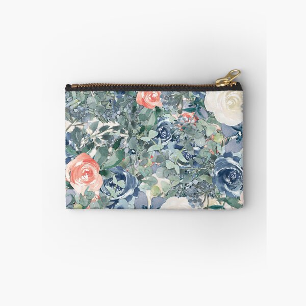Item preview, Pink, White & Blue Roses & Leaves Watercolor Pattern I designed and sold by © Maya Lavda || wocado.