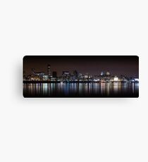 Liverpool Panoramic Skyline At Night Canvas Print
