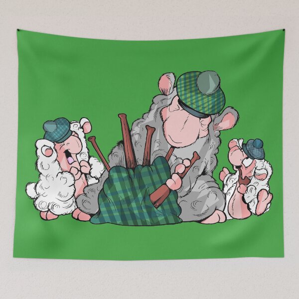 Item preview, Tres ovejas escocesas tocando una gaita en Escocia designed and sold by Lattovelara.