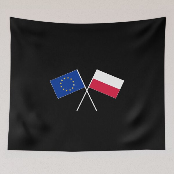 Artikelvorschau, Polen Europa EU Flagge Fahne gekreuzt entworfen und verkauft von GeogDesigns.