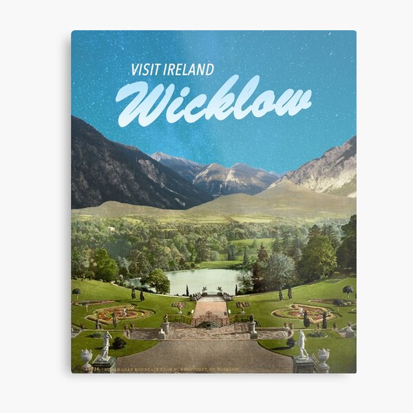 Wicklow, Ireland Travel Poster - Vintage Inspired Surrealist Collage Metal Print