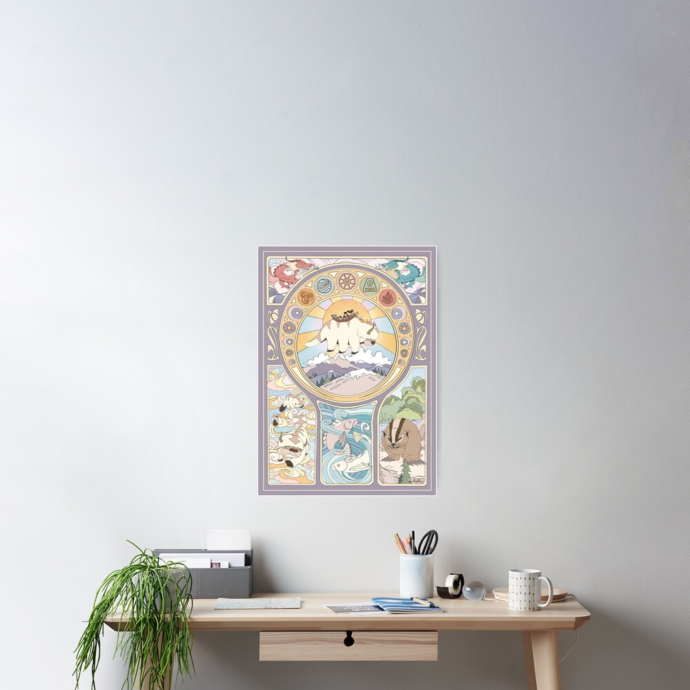 Team Avatar and Original Benders, Art Nouveau Poster