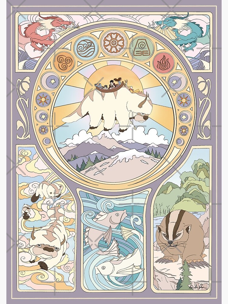 Team Avatar and Original Benders, Art Nouveau by iypuff123