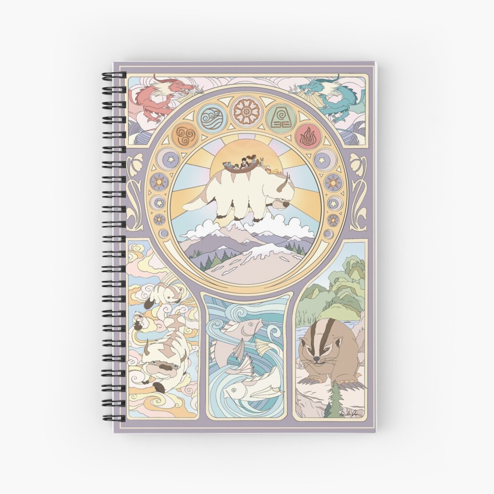 Team Avatar and Original Benders, Art Nouveau Spiral Notebook
