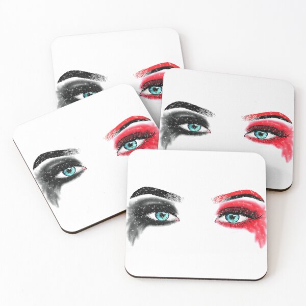 Item preview, Black Red Makeup Blue Eyes Punk Rock Quinn Crazy Girl Glitter  designed and sold by Jolly-Yosei.