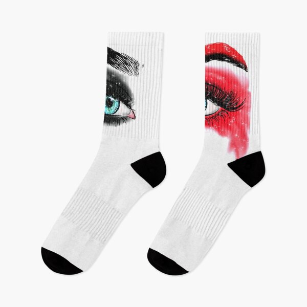 Item preview, Black Red Makeup Blue Eyes Punk Rock Quinn Crazy Girl Glitter  designed and sold by Jolly-Yosei.
