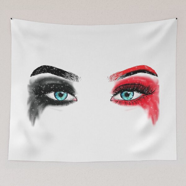 Item preview, Black Red Makeup Blue Eyes Punk Rock Quinn Crazy Girl Glitter  designed and sold by Jolly-Yosei.