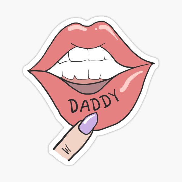 DADDY Lip Tattoo" Sticker for Sale by jenartfart