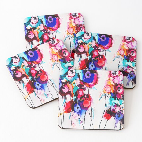 Item preview, Original Alcohol Ink Painting of Funky Flowers designed and sold by RedRoofStudio.