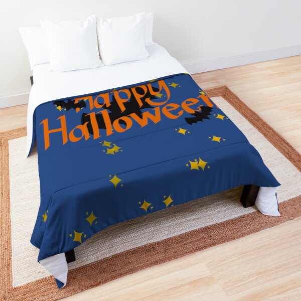 Happy Halloween in the Night Sky with Bats Comforter