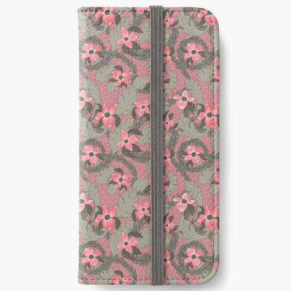 Acanthus Victorian Old Fashioned Floral Pattern iPhone Wallet
