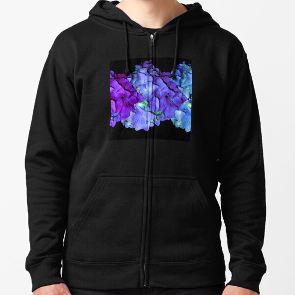 purple and teal hoodie