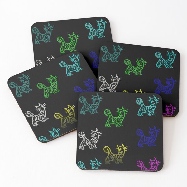 Item preview, Cats pattern, neon cats, cute cats designed and sold by hvasilevshop.