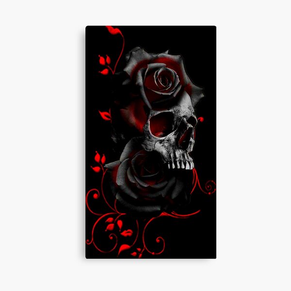 Lienzo «Calavera con Rosas Negras y Rojas» de SilvinaNoemi | Redbubble