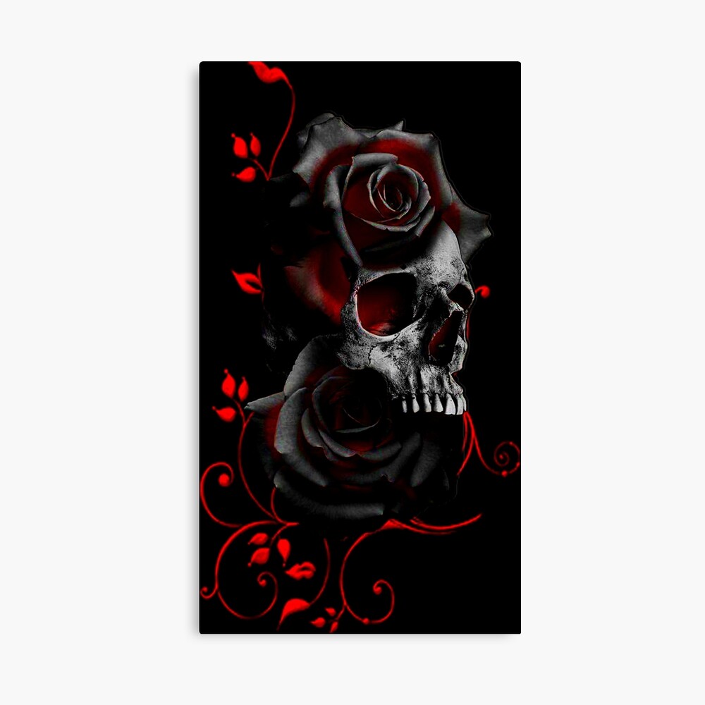 FUDMAE 筆前 Red Rose グラフィックポスター スカル