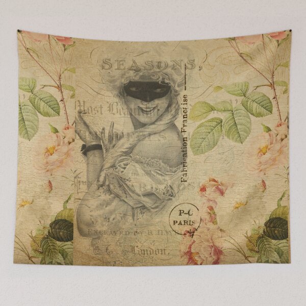 Item preview, Masked Ball Paris Vintage Postcard Carte Postale Floral Shabby Chic Seasons designed and sold by WizardsWorld.