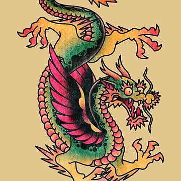 Artwork thumbnail, Salty-Dog2 American Traditional Dragon Grunge by Salty-Dog2