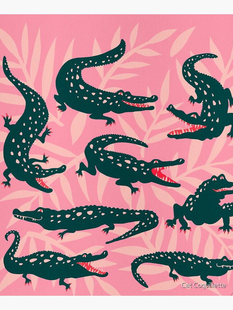 Thumbnail 5 of 5, Tote Bag, Alligator Collection – Pink & Teal designed and sold by catcoq.