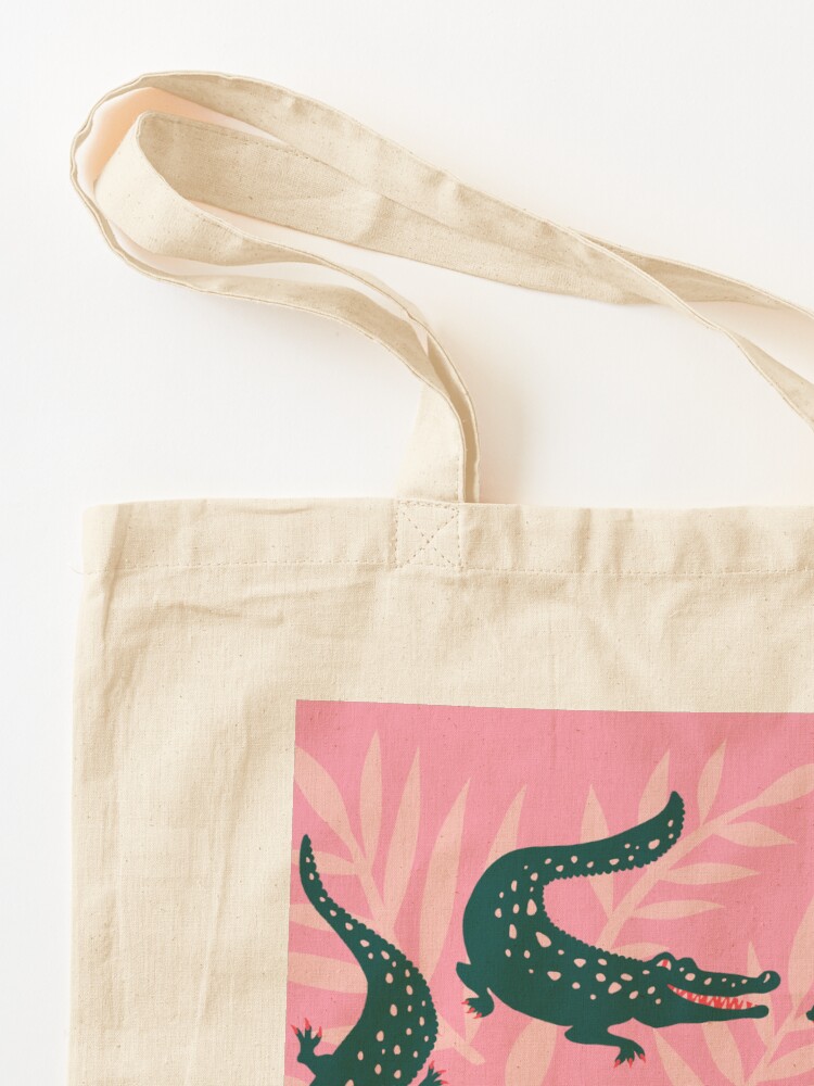 Thumbnail 3 of 5, Tote Bag, Alligator Collection – Pink & Teal designed and sold by catcoq.