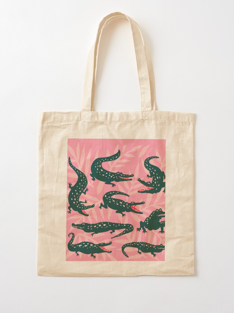 Thumbnail 2 of 5, Tote Bag, Alligator Collection – Pink & Teal designed and sold by catcoq.