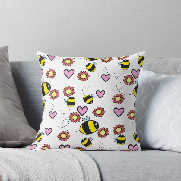 Item preview, Bee floral heart pattern designed and sold by Hitherto.