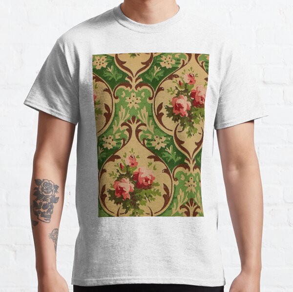 Vintage Victorian Roses Wallpaper Classic T-Shirt