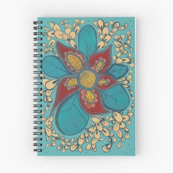 Item preview, Folk Art Flower Collage on Blue Background designed and sold by -SoJa-.