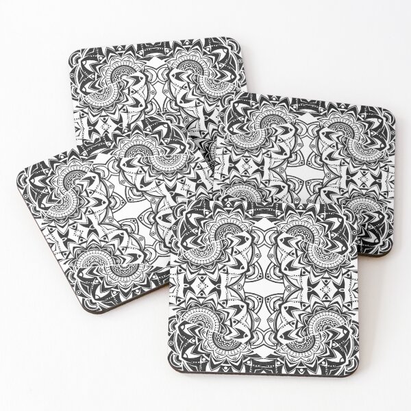 Item preview, BLACK AND WHITE GEOMETRIC ABSTRACT MANDALA designed and sold by GreenVenus.