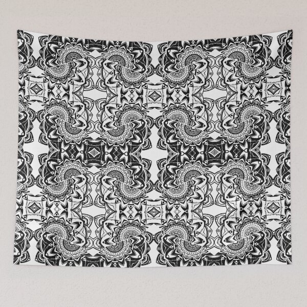 Item preview, BLACK AND WHITE GEOMETRIC ABSTRACT MANDALA designed and sold by GreenVenus.