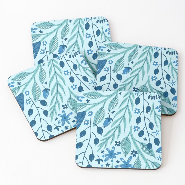 Item preview, Blue Flower & Leaves Pattern designed and sold by moxsto.