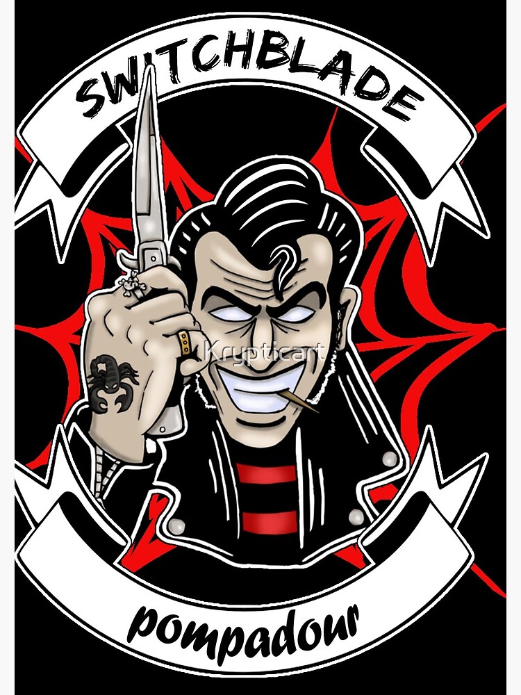 "switchblade pompadour greaser design" Spiral Notebook by Krypticart