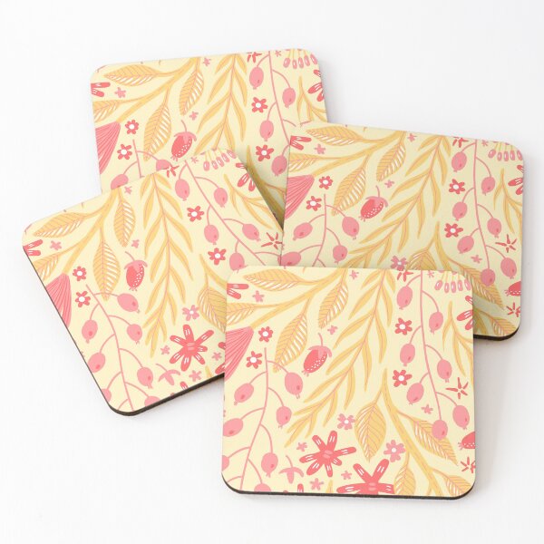 Item preview, Pink and Yellow Flower & Leaves Pattern designed and sold by moxsto.