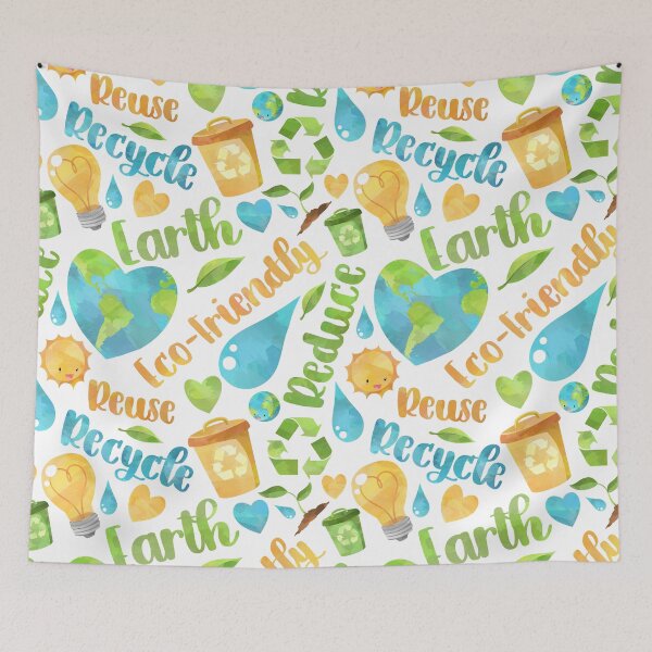 Artikelvorschau, Eco Earth Recycle Nachhaltiger Allover-Druck entworfen und verkauft von Sunny Collections.