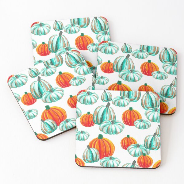 Item preview, Watercolor Halloween Pumpkins - Orange & Teal designed and sold by monitdesign.