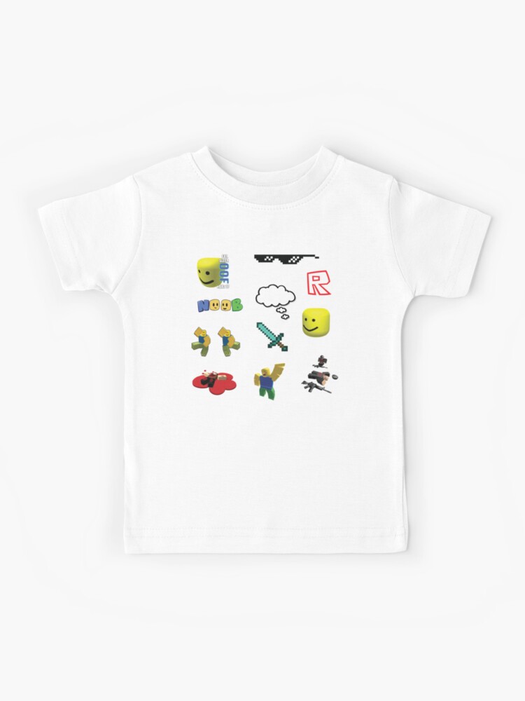 Roblox Noob Sticker Pack Kids T Shirt By Stinkpad Redbubble - roblox clothing redbubble