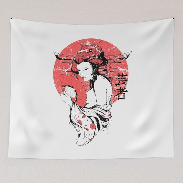 Item preview, Japanese Geisha Doll Girl With Fan Design designed and sold by Poshtart.