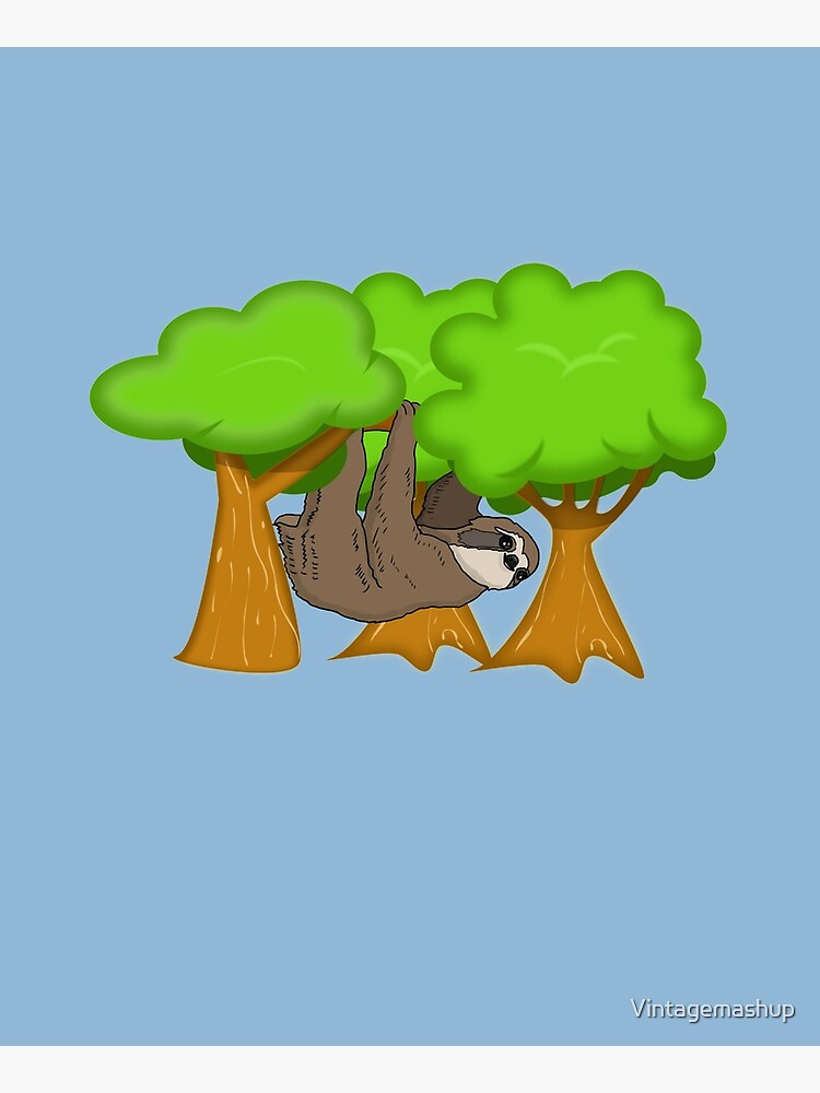 Cute Sloth Hanging From A Tree, Sloth Gift by Vintagemashup