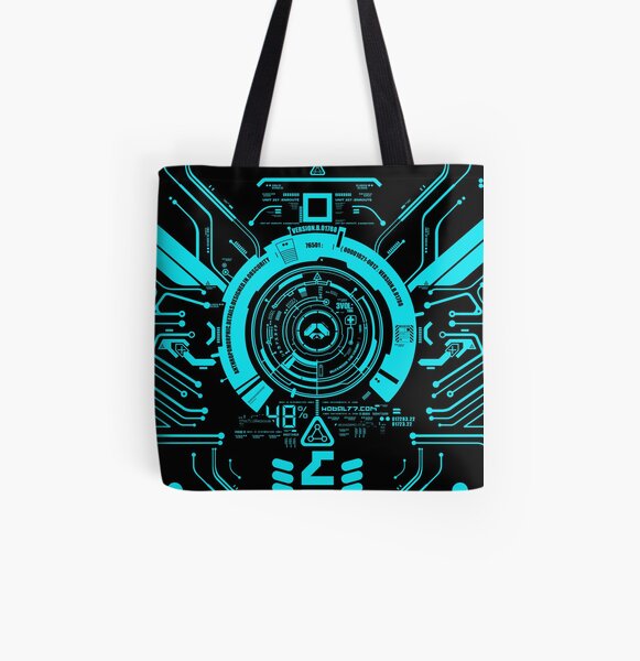 Hi tech tron center aqua All Over Print Tote Bag