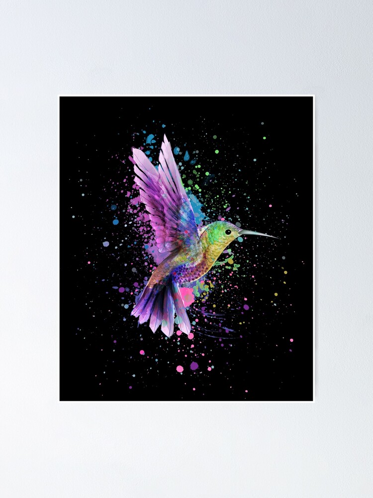 Poster for Sale avec l'œuvre « Conception d'art de peinture aquarelle  oiseau colibri » de l'artiste NomYen .
