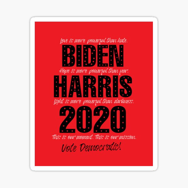 Love is more powerful than hate, Biden Harris 2020, on Red Sticker