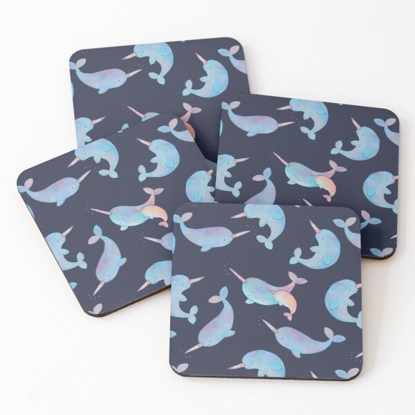 Item preview, Moonlit Navy Galaxy Watercolor Narwhal Pack designed and sold by SwaDesign.