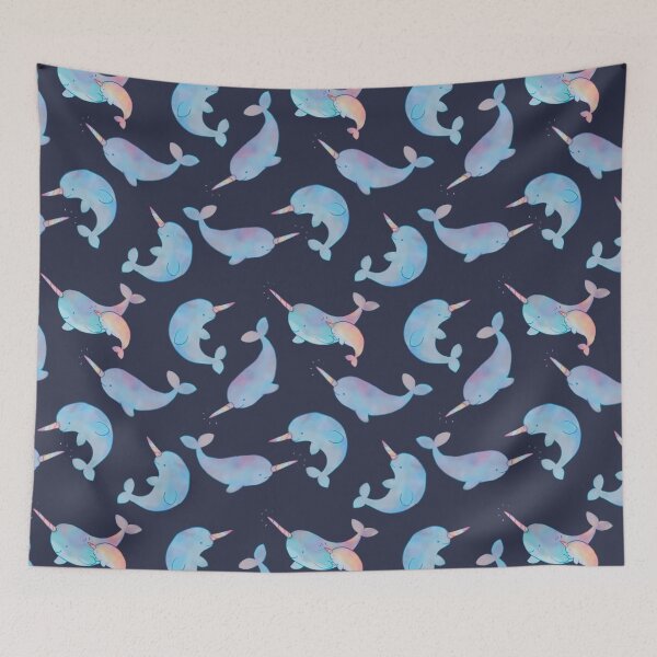Item preview, Moonlit Navy Galaxy Watercolor Narwhal Pack designed and sold by SwaDesign.
