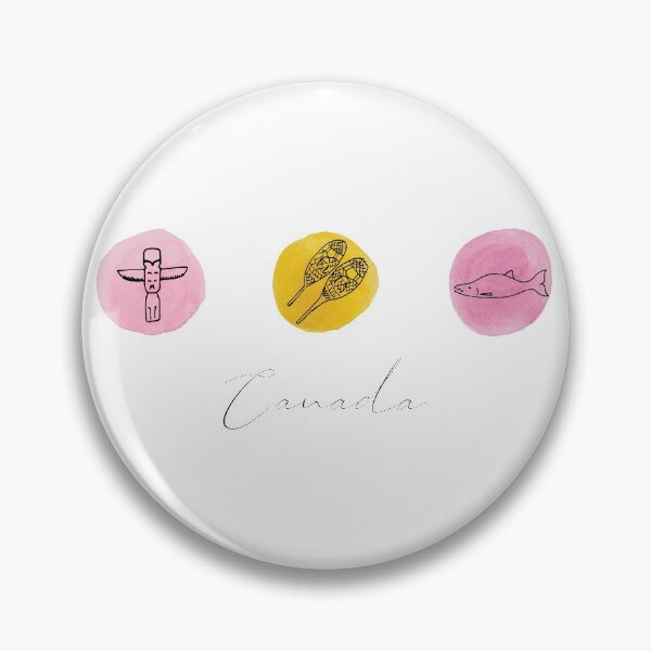 Item preview, Watercolor Canadian Items Circles:Totem, Snowshoe and Salmon designed and sold by CamilleIllus.