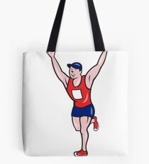 Marathon Runner Winning Cartoon Tote Bag